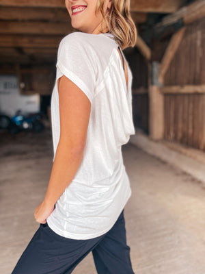 White Cut Out Short Sleeve